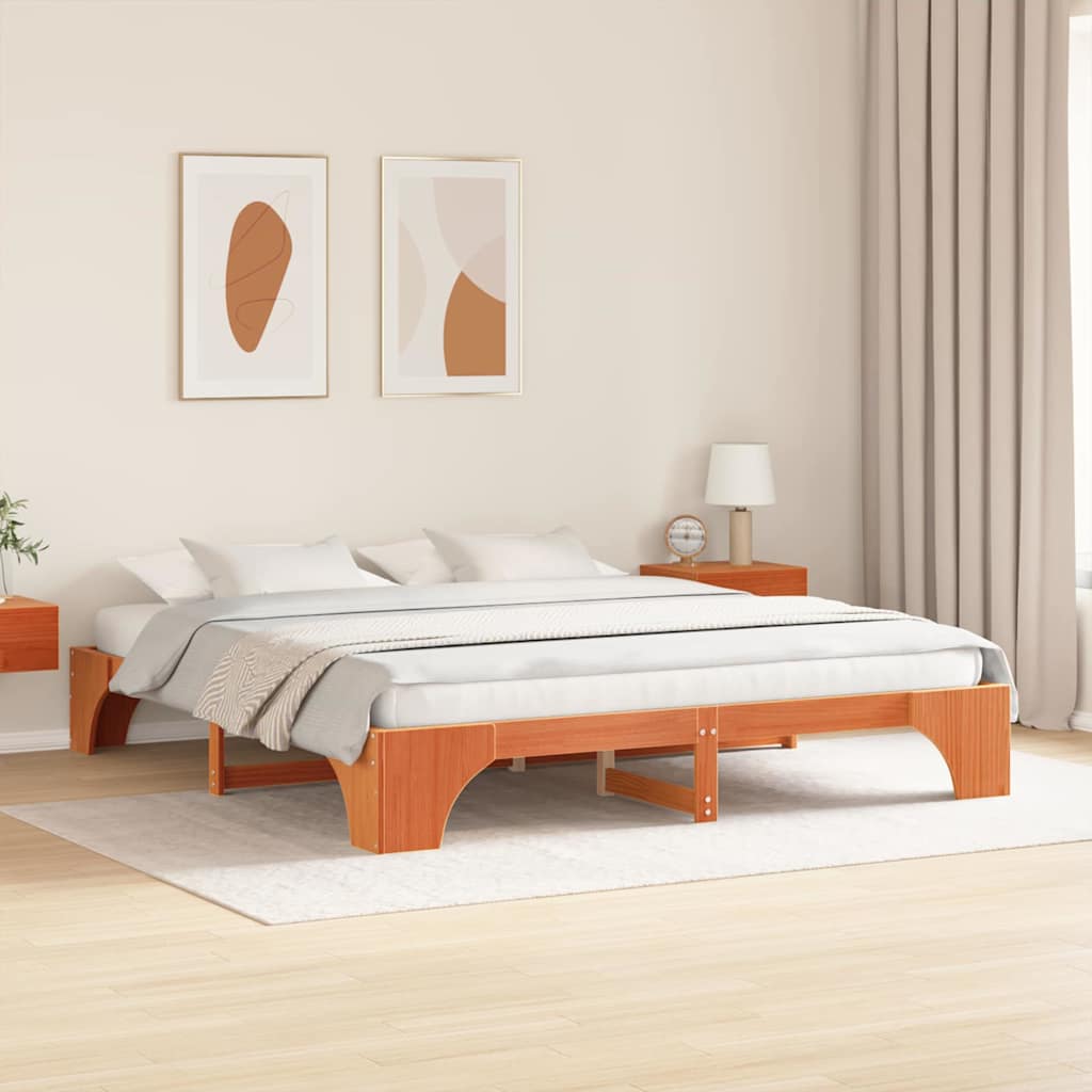 Vidaxl bedframe wasbruin 180 x 200 cm massief grenenhout