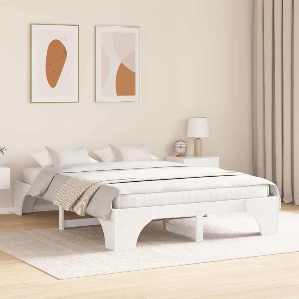 Vidaxl bedframe wit 140 x 200 cm massief grenenhout