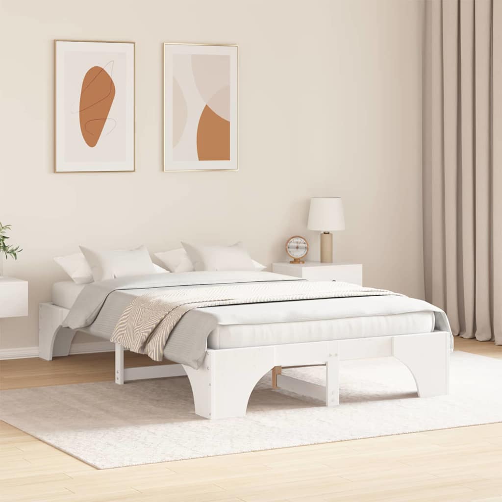 Vidaxl bedframe wit 140 x 190 cm massief grenenhout