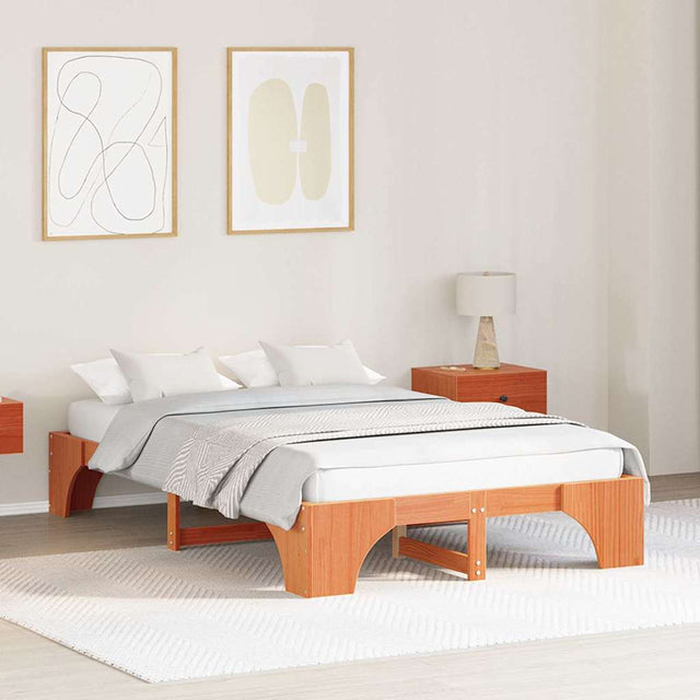 Vidaxl bedframe wasbruin 120 x 190 cm massief grenenhout