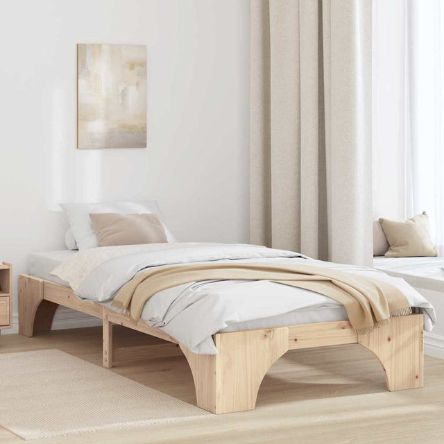 Vidaxl bedframe naturel 90 x 200 cm massief grenenhout