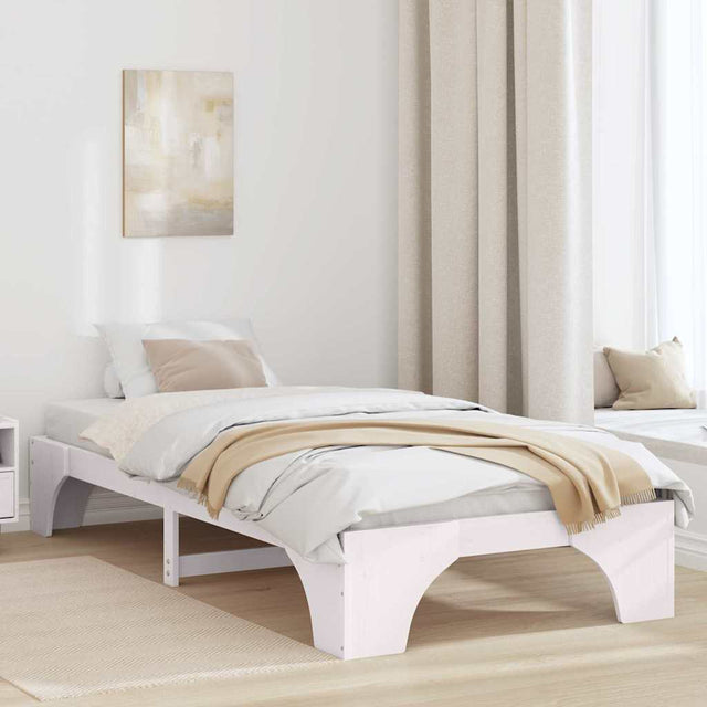 Vidaxl bedframe wit 90 x 200 cm massief grenenhout