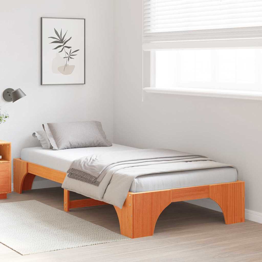 Vidaxl bedframe wasbruin 90 x 200 cm massief grenenhout