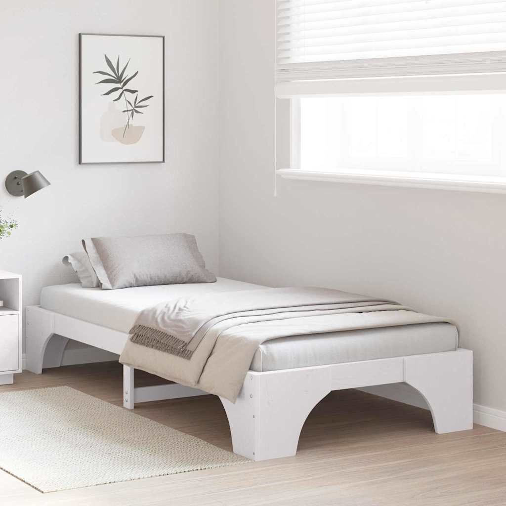 Vidaxl bedframe wit 90 x 190 cm massief grenenhout