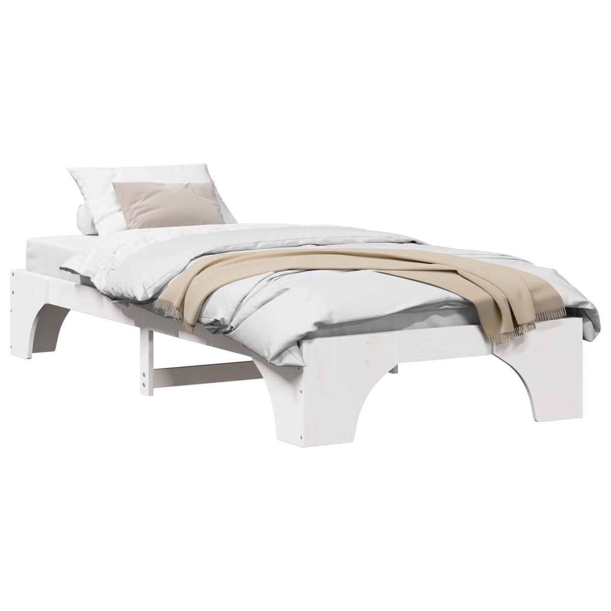 Vidaxl bedframe wit 75 x 190 cm massief grenenhout