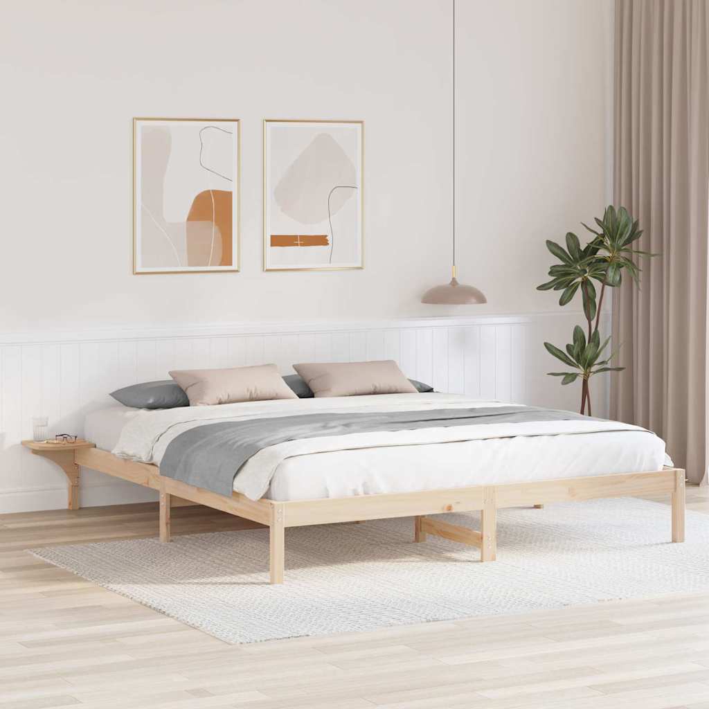Vidaxl bedframe naturel 200 x 200 cm massief grenenhout
