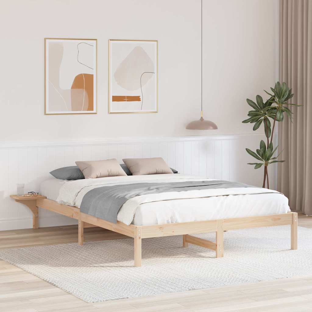 Vidaxl bedframe naturel 160 x 200 cm massief grenenhout