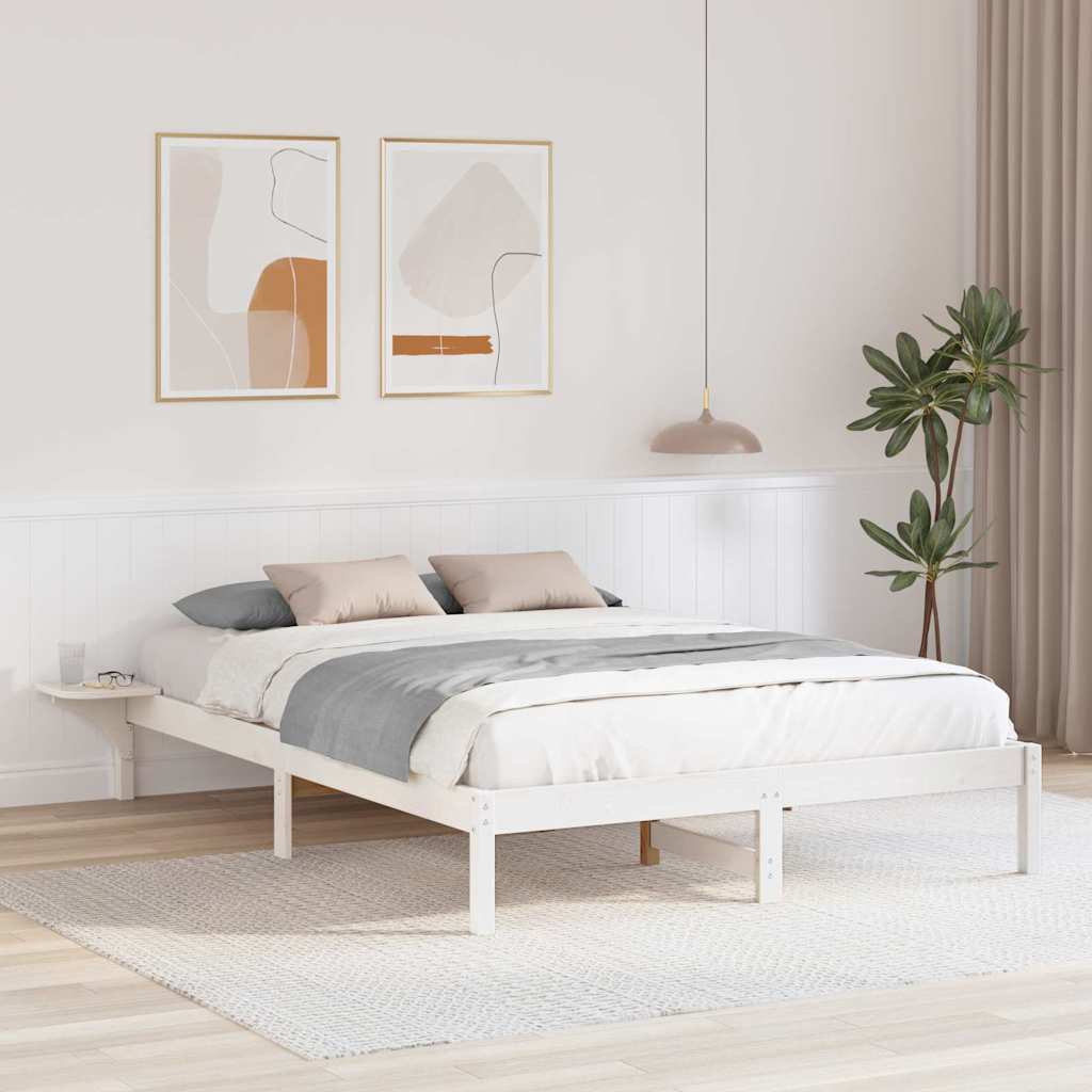 Vidaxl bedframe wit 150 x 200 cm massief grenenhout