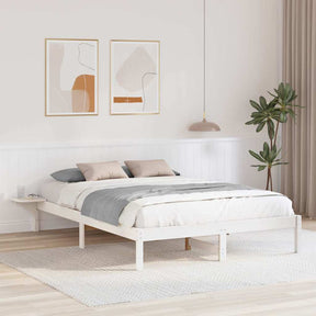 Vidaxl bedframe wit 150 x 200 cm massief grenenhout
