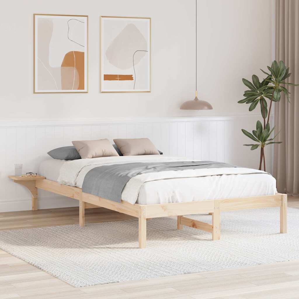 Vidaxl bedframe naturel 135 x 190 cm massief grenenhout
