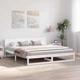 Vidaxl bedframe met hoofdeinde wit 200 x 200 cm massief grenenhout