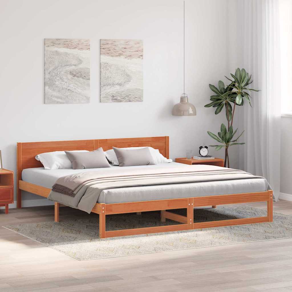 Vidaxl bedframe wasbruin 200 x 200 cm massief grenenhout
