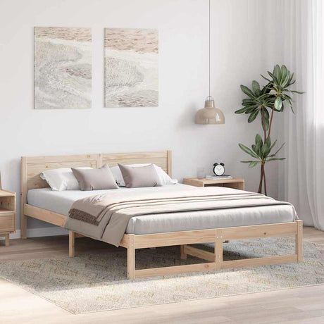 Vidaxl bedframe met hoofdeinde naturel 160 x 200 cm massief grenenhout