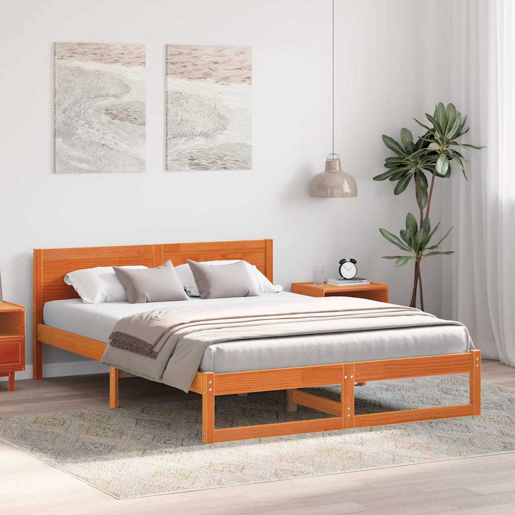 Vidaxl bedframe wasbruin 160 x 200 cm massief grenenhout