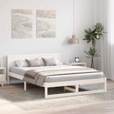 Vidaxl bedframe met hoofdeinde wit 150 x 200 cm massief grenenhout