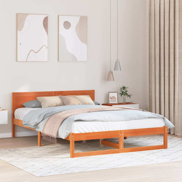 Vidaxl bedframe wasbruin 150 x 200 cm massief grenenhout