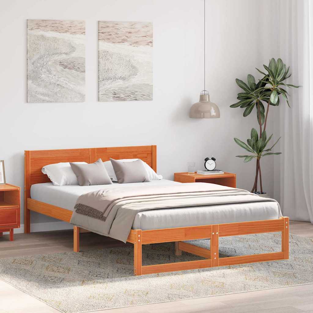Vidaxl bedframe wasbruin 120 x 200 cm massief grenenhout