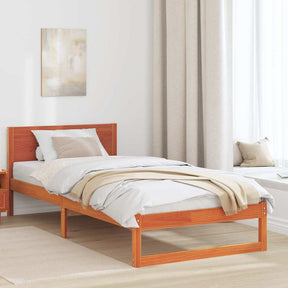 Vidaxl bedframe met hoofdeinde wasbruin 80 x 200 cm massief grenenhout