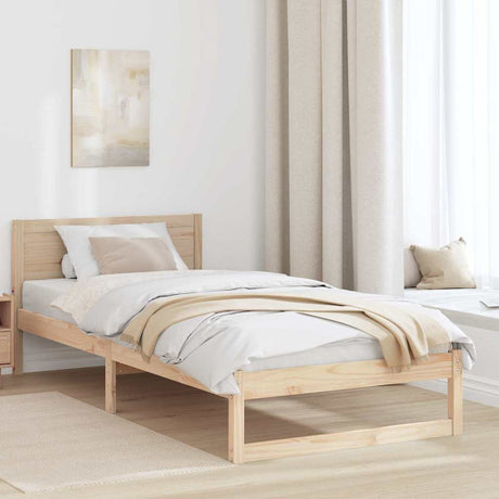 Vidaxl bedframe met hoofdeinde naturel 75 x 190 cm massief grenenhout