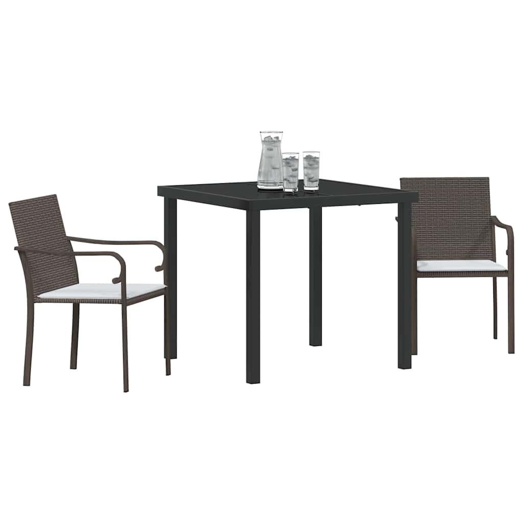 Vidaxl tuin eettafelset 3 st bruin en zwart pe rattan