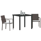 Vidaxl tuin eettafelset 3 st bruin en zwart pe rattan