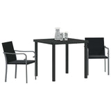 Vidaxl tuin eettafelset 3 st zwart en grijs pe rattan