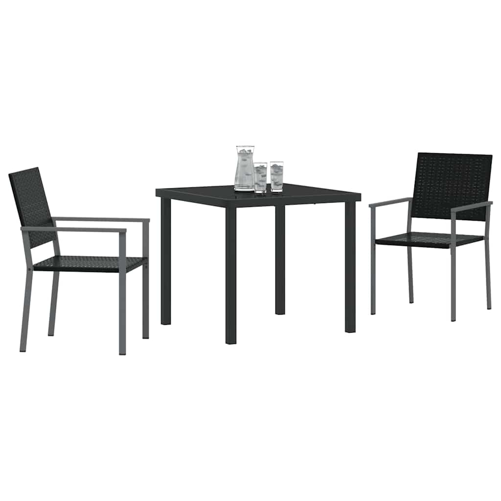 Vidaxl tuin eettafelset 3 st zwart pe rattan