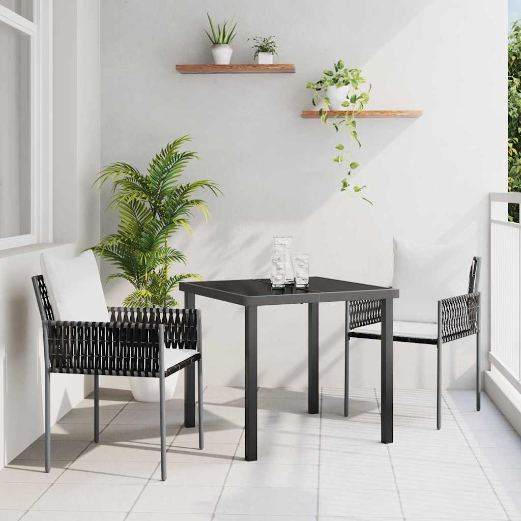 Vidaxl tuin eettafelset 3 st bruin en zwart pe rattan