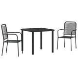 Vidaxl tuin eettafelset 3 st zwart gepoedercoat staal