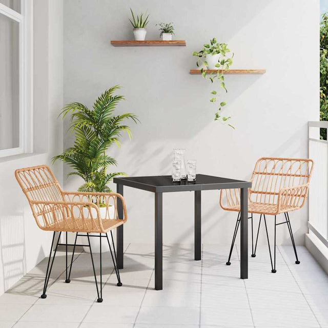Vidaxl tuin eettafelset 3 st bruin gepoedercoat staal