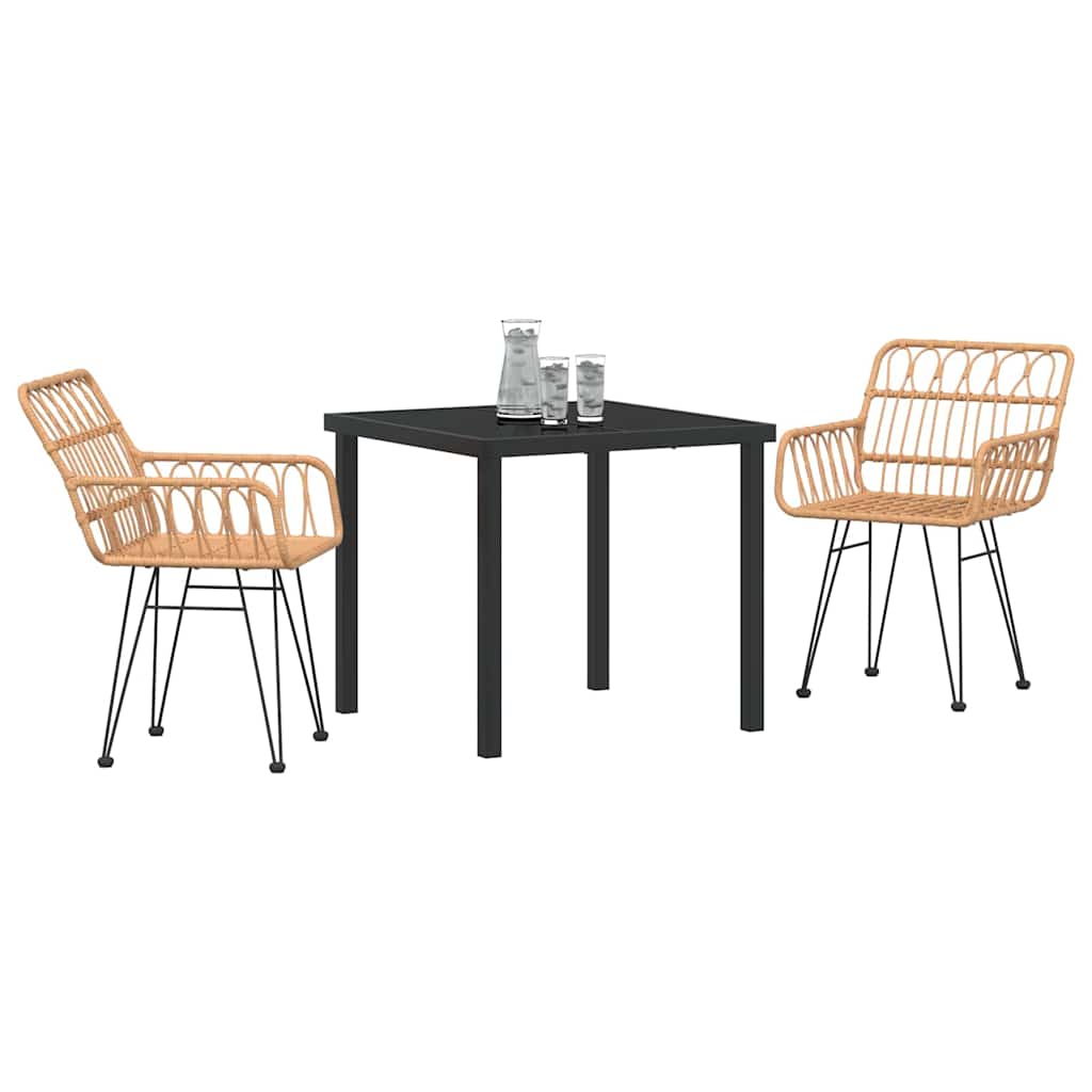 Vidaxl tuin eettafelset 3 st bruin gepoedercoat staal