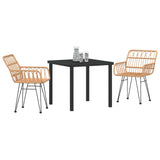 Vidaxl tuin eettafelset 3 st bruin gepoedercoat staal