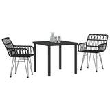 Vidaxl tuin eettafelset 3 st zwart gepoedercoat staal