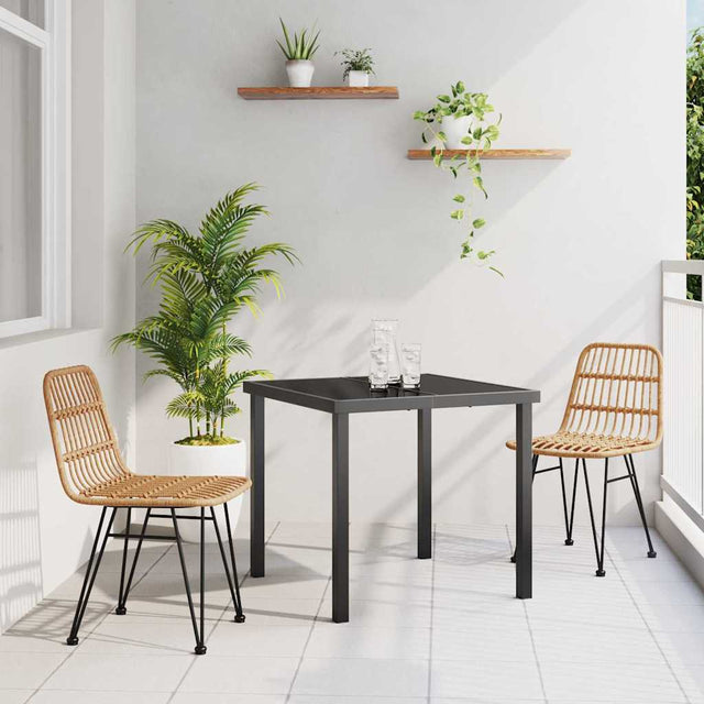 Vidaxl tuin eettafelset 3 st bruin gepoedercoat staal