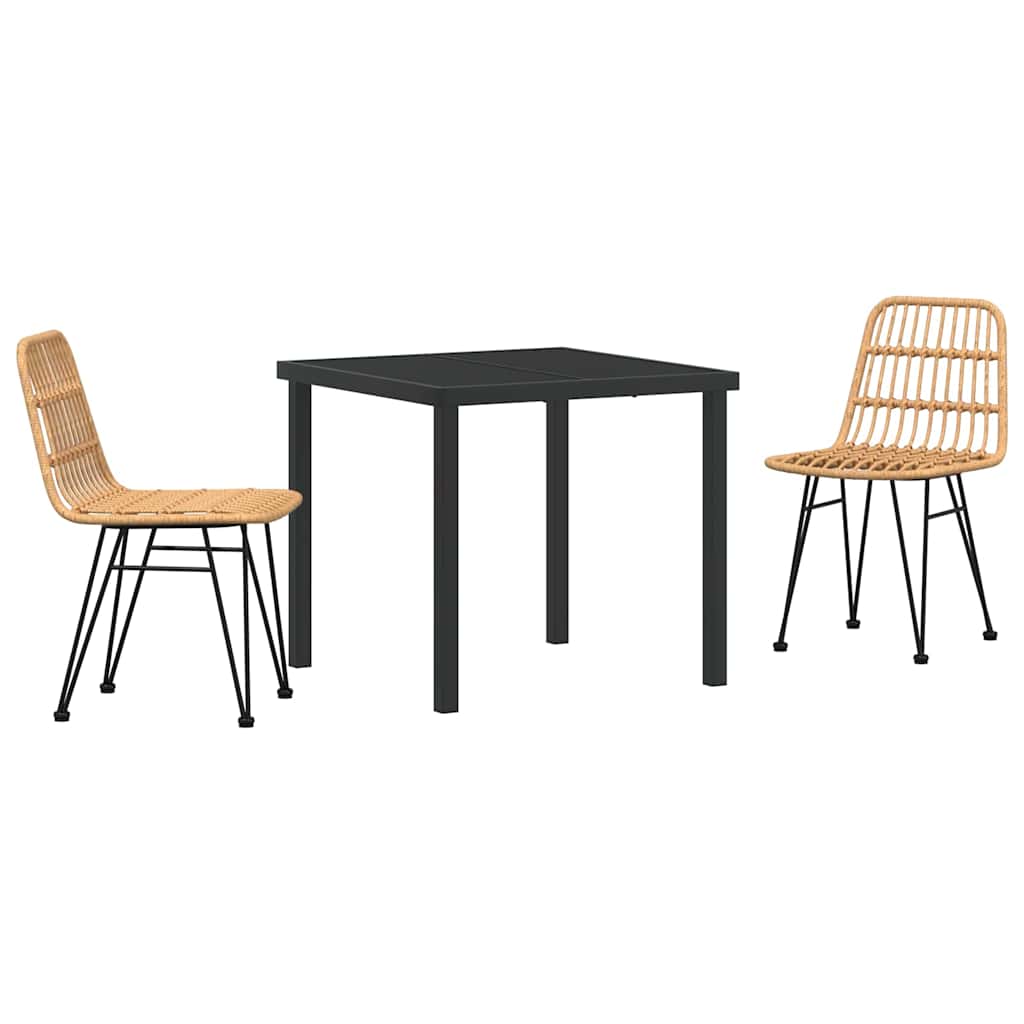 Vidaxl tuin eettafelset 3 st bruin gepoedercoat staal