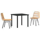 Vidaxl tuin eettafelset 3 st bruin gepoedercoat staal