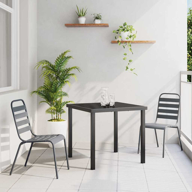 Vidaxl tuin eettafelset 3 st antraciet gepoedercoat staal
