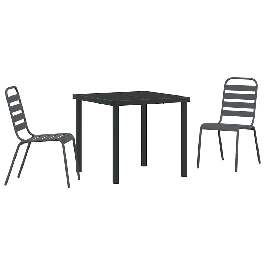 Vidaxl tuin eettafelset 3 st antraciet gepoedercoat staal