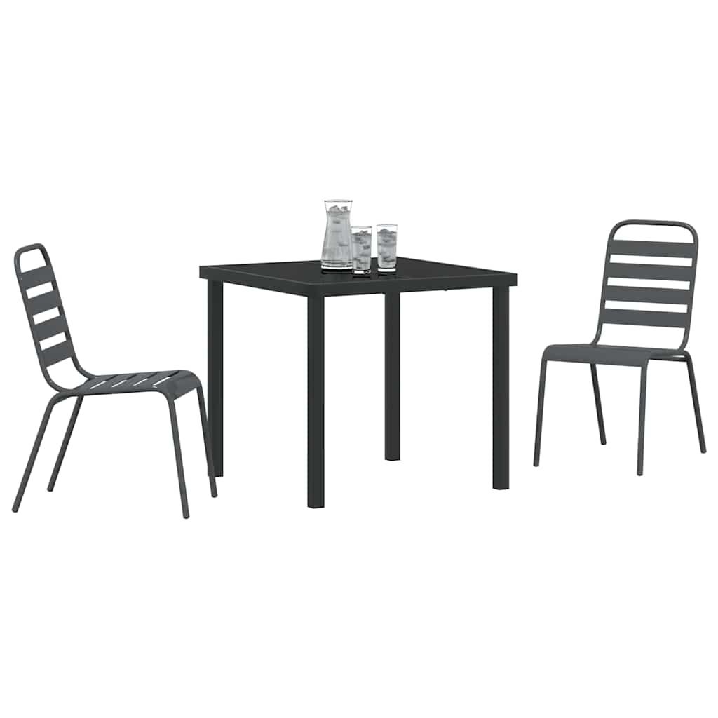Vidaxl tuin eettafelset 3 st antraciet gepoedercoat staal