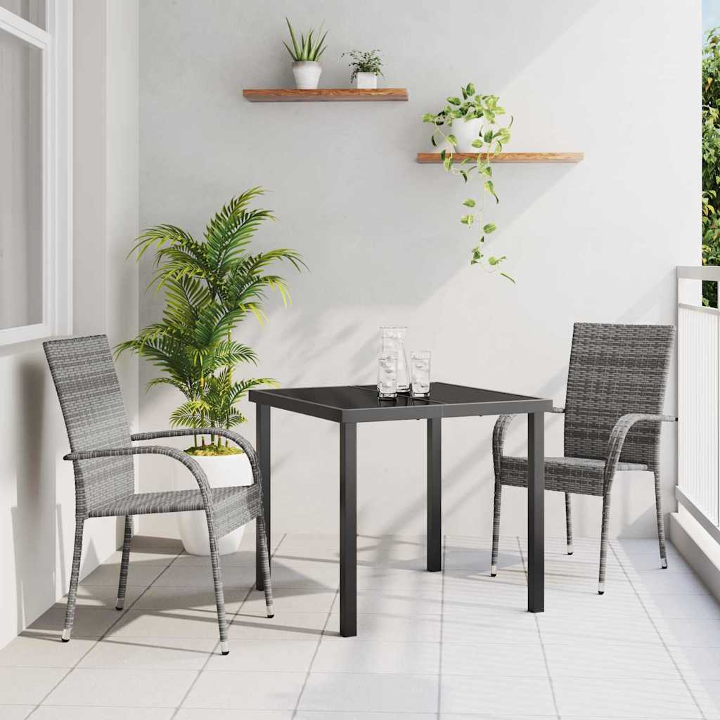 Vidaxl tuin eettafelset 3 st grijs gepoedercoat staal