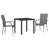 Vidaxl tuin eettafelset 3 st grijs gepoedercoat staal