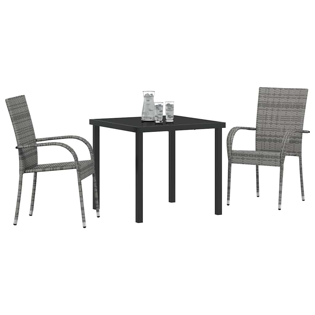 Vidaxl tuin eettafelset 3 st grijs gepoedercoat staal