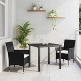 Vidaxl tuin eettafelset 3 st zwart poly rattan