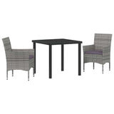 Vidaxl tuin eettafelset 3 st grijs poly rattan