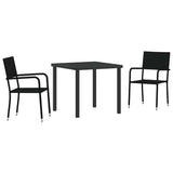 Vidaxl tuin eettafelset 3 st zwart poly rattan
