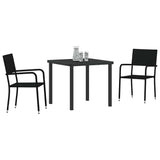 Vidaxl tuin eettafelset 3 st zwart poly rattan