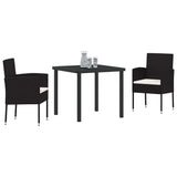 Vidaxl tuin eettafelset 3 st zwart poly rattan