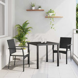 Vidaxl tuin eettafelset 3 st zwart poly rattan