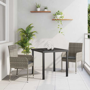 Vidaxl tuin eettafelset 3 st grijs poly rattan