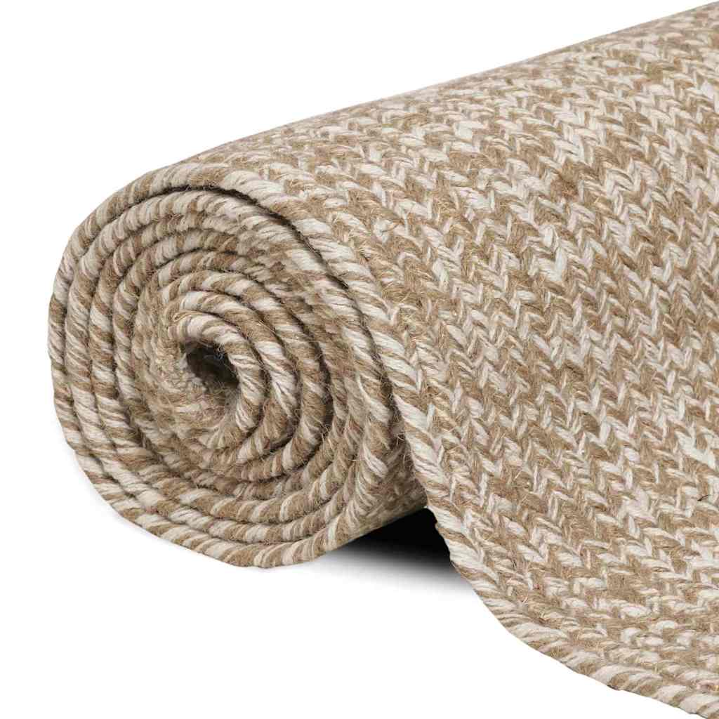 Vidaxl vloerkleden rechthoekig natuurlijk en wit 100 x 200 cm jute